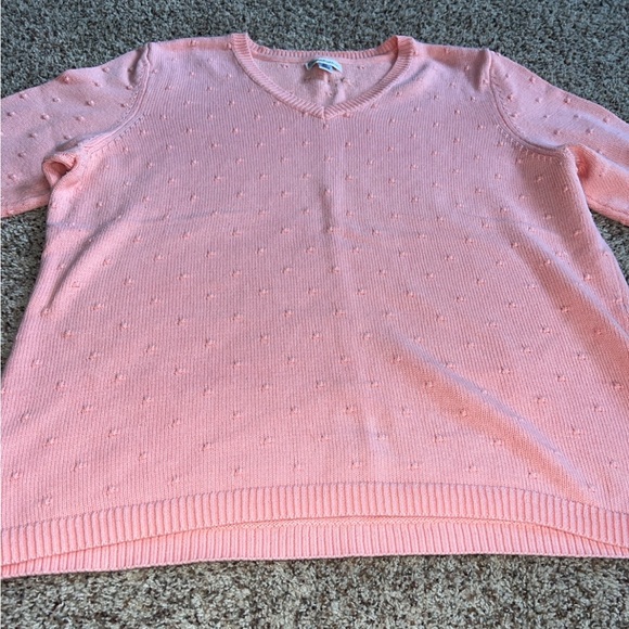 Croft & Barrow Light Pink Dot Knit V-Neck 3/4 Sleeve Sweater Women’s XL - Picture 3 of 9